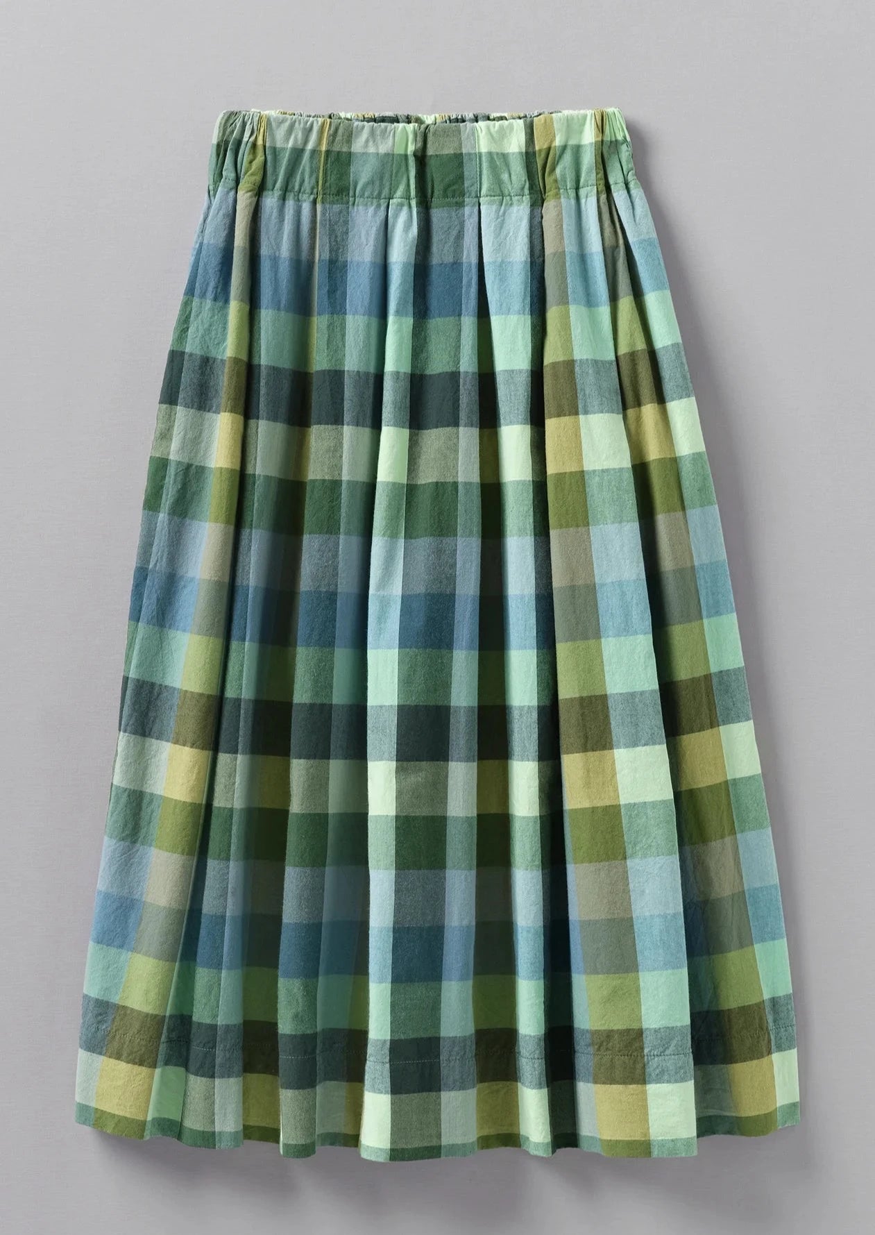 Cabin Check Cotton Skirt, Juniper