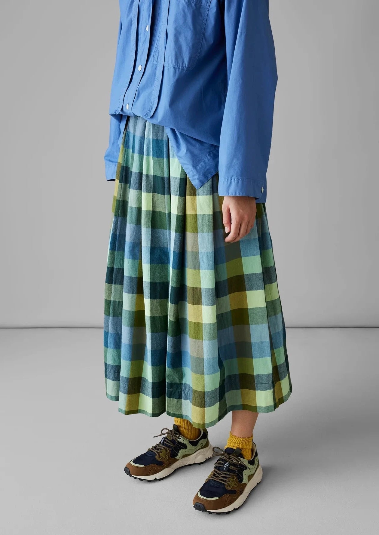 Cabin Check Cotton Skirt, Juniper