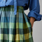 Cabin Check Cotton Skirt, Juniper