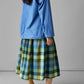 Cabin Check Cotton Skirt, Juniper