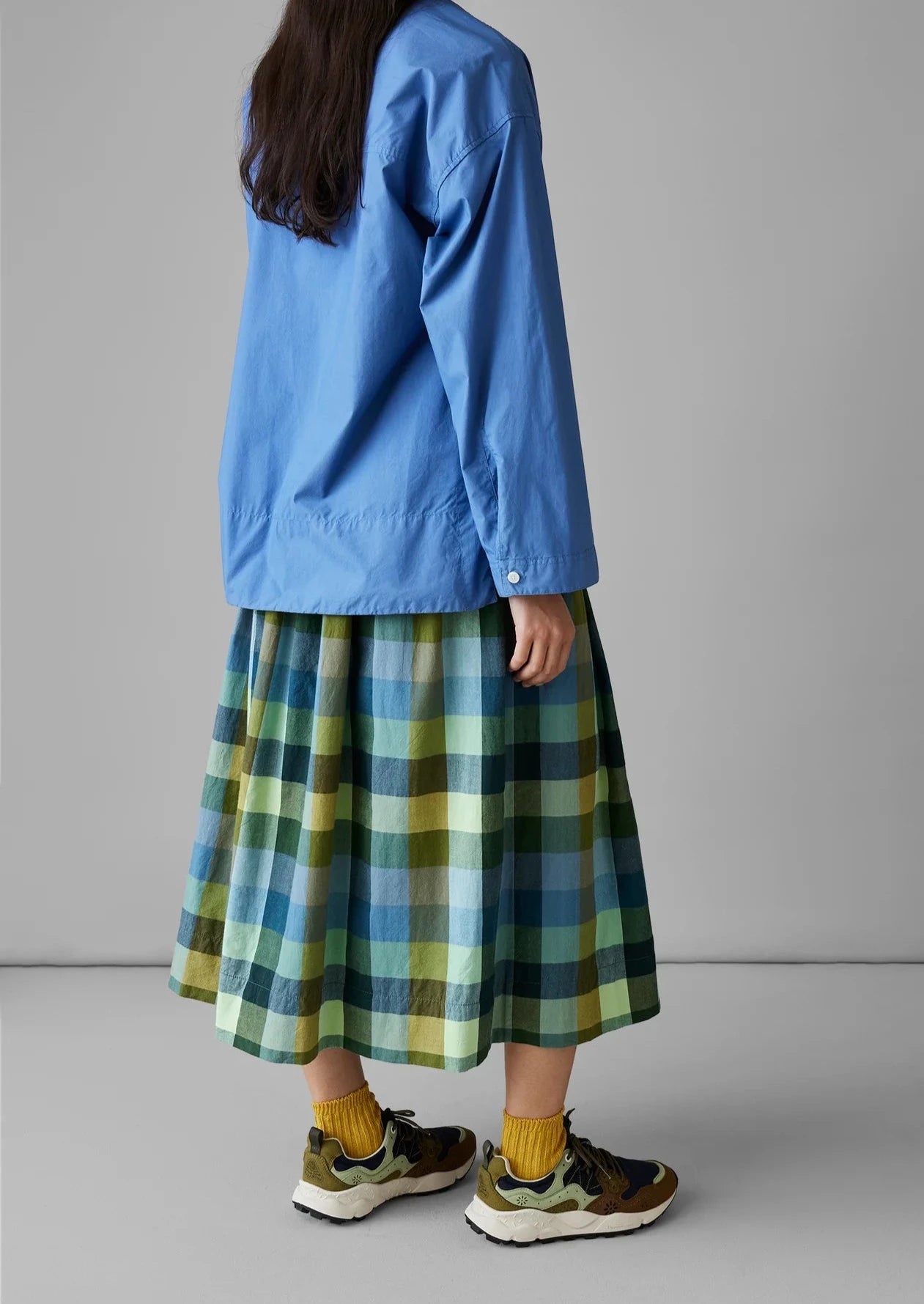 Cabin Check Cotton Skirt, Juniper