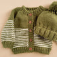 Kid's Stripe Cardigan, Moss/Cream