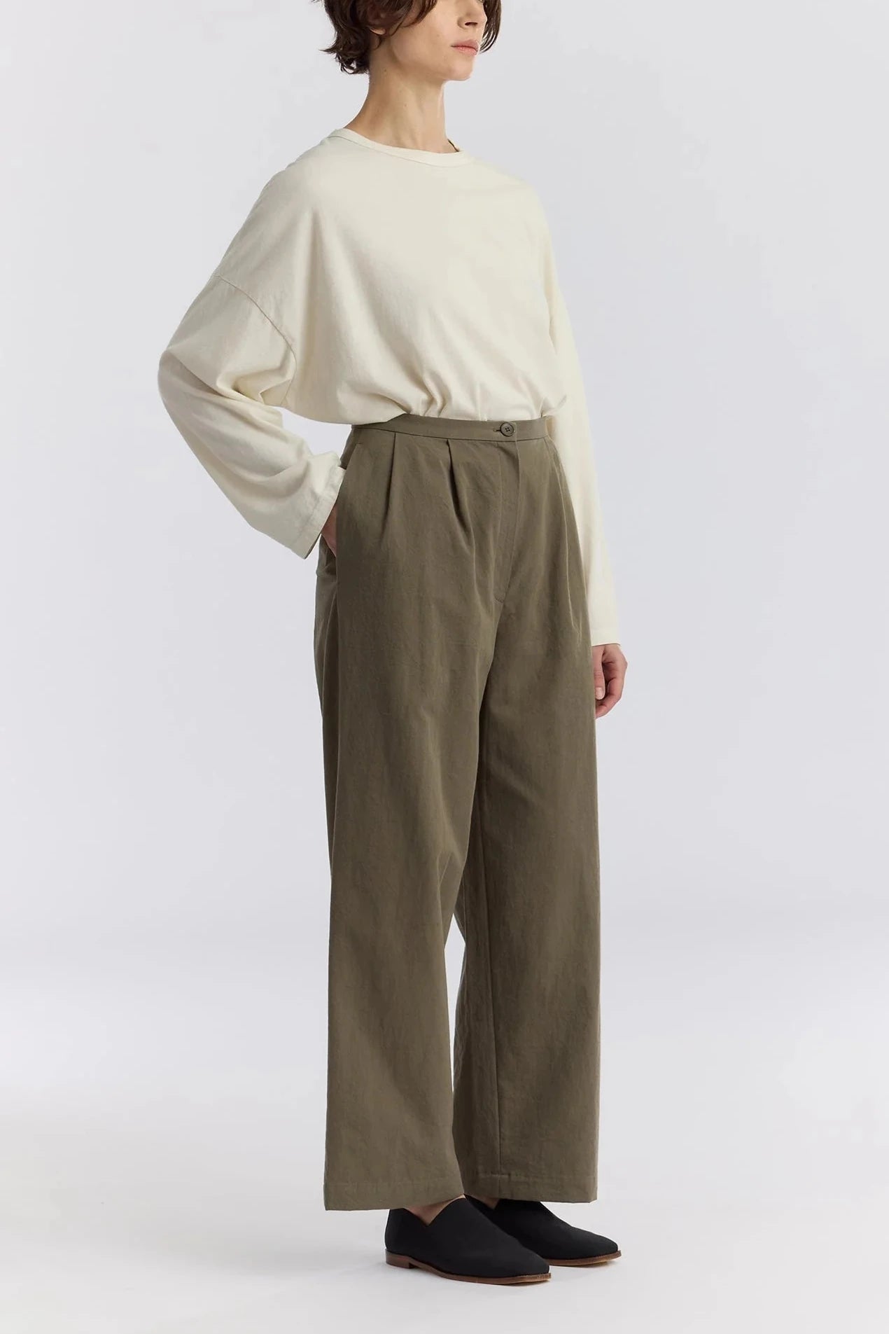 Straight Trousers, Dark Olive