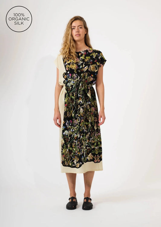 Simple Dress, Panel Print J-Pressed Flowers