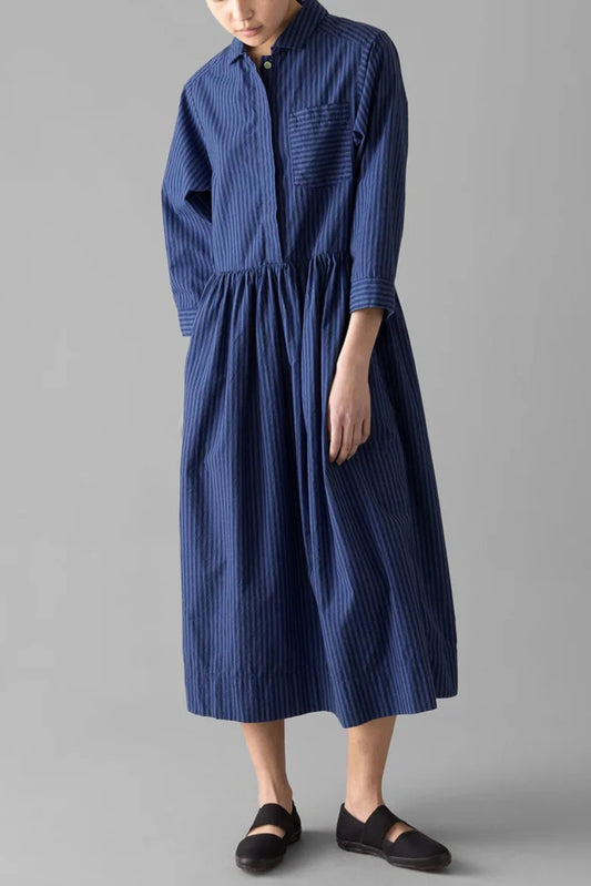 Striped Poplin Shirt Dress, Blue Tourmaline