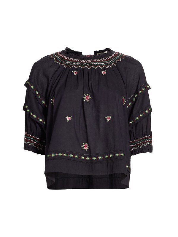 The Folklore Top, Dark Navy/Rose