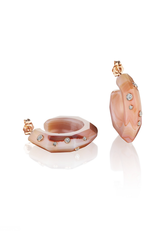 Carnelian Facet Hoops