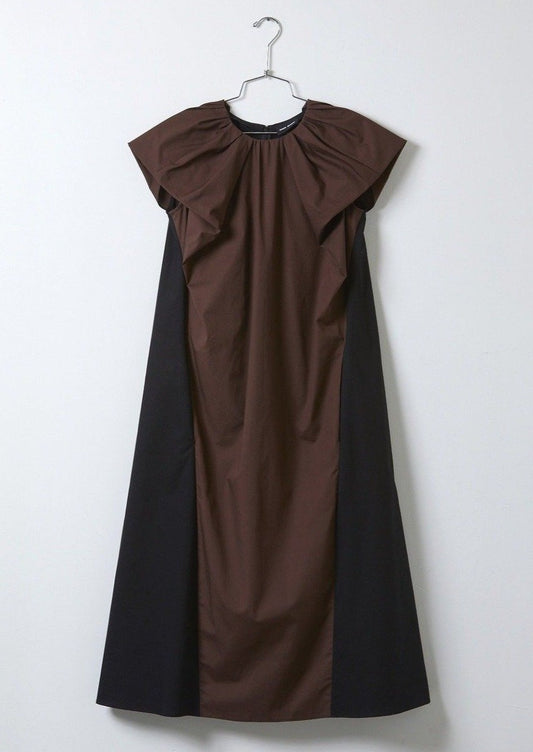 Atelier Delphine Cacie Dress Organic Cotton Eggplant Brown Slate Black