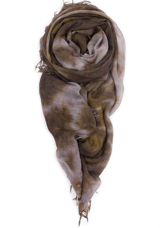 Raw Fringed Scarf, Ash/Chestnut