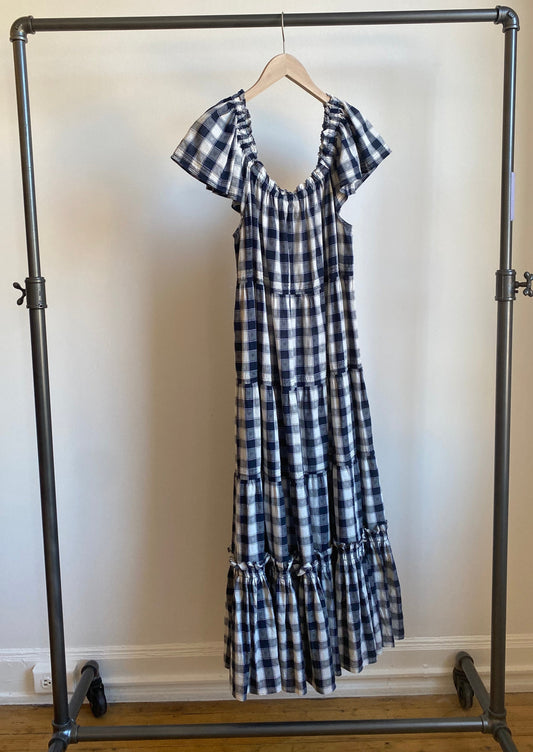 The Nightingale Dress, Navy Heart Check