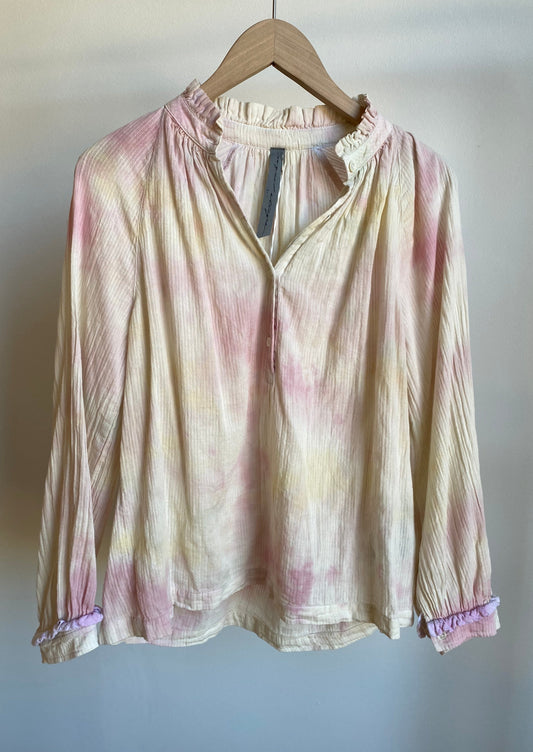 Victorian Ruffle Blouse, Pastel Cloud