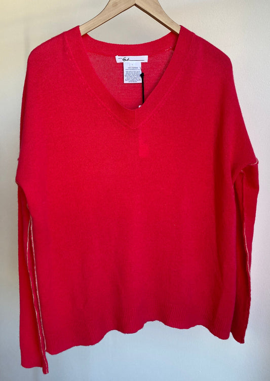 V-Neck Pullover, Hot Pink