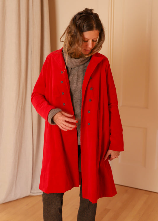 Les Filles D'Ailleurs Red Velveteen Coat Jacket French