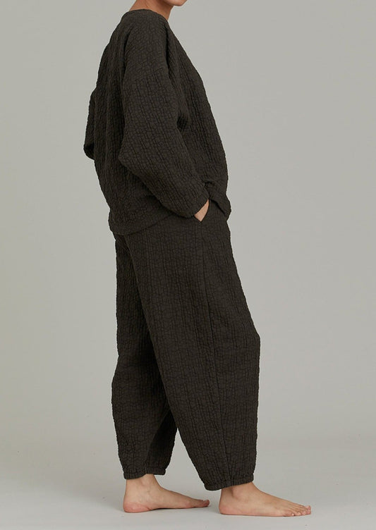 Quilted Wide Pant, Dark Grey