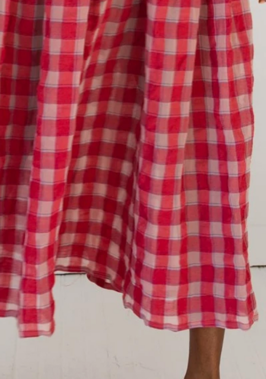 Jocelyn Dress, Red Gauze Plaid