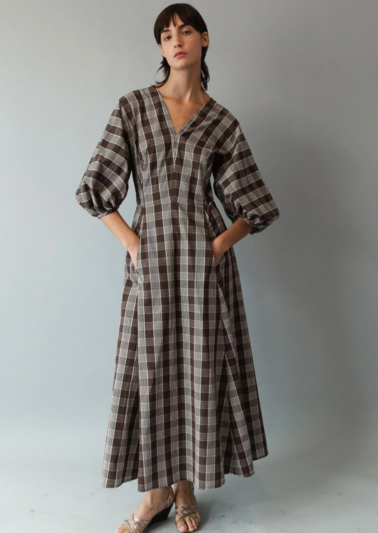 Evan Dress, Chocolate Plaid