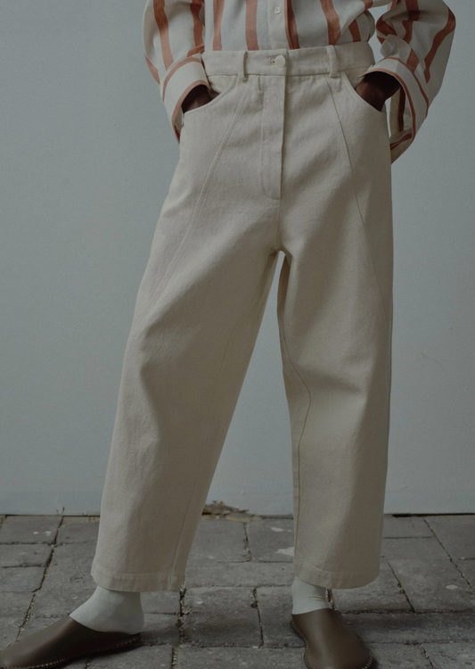 Crosswise Seam Pants, Natural