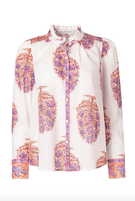 Annabel Fig Flower Shirt, Pink Cerise