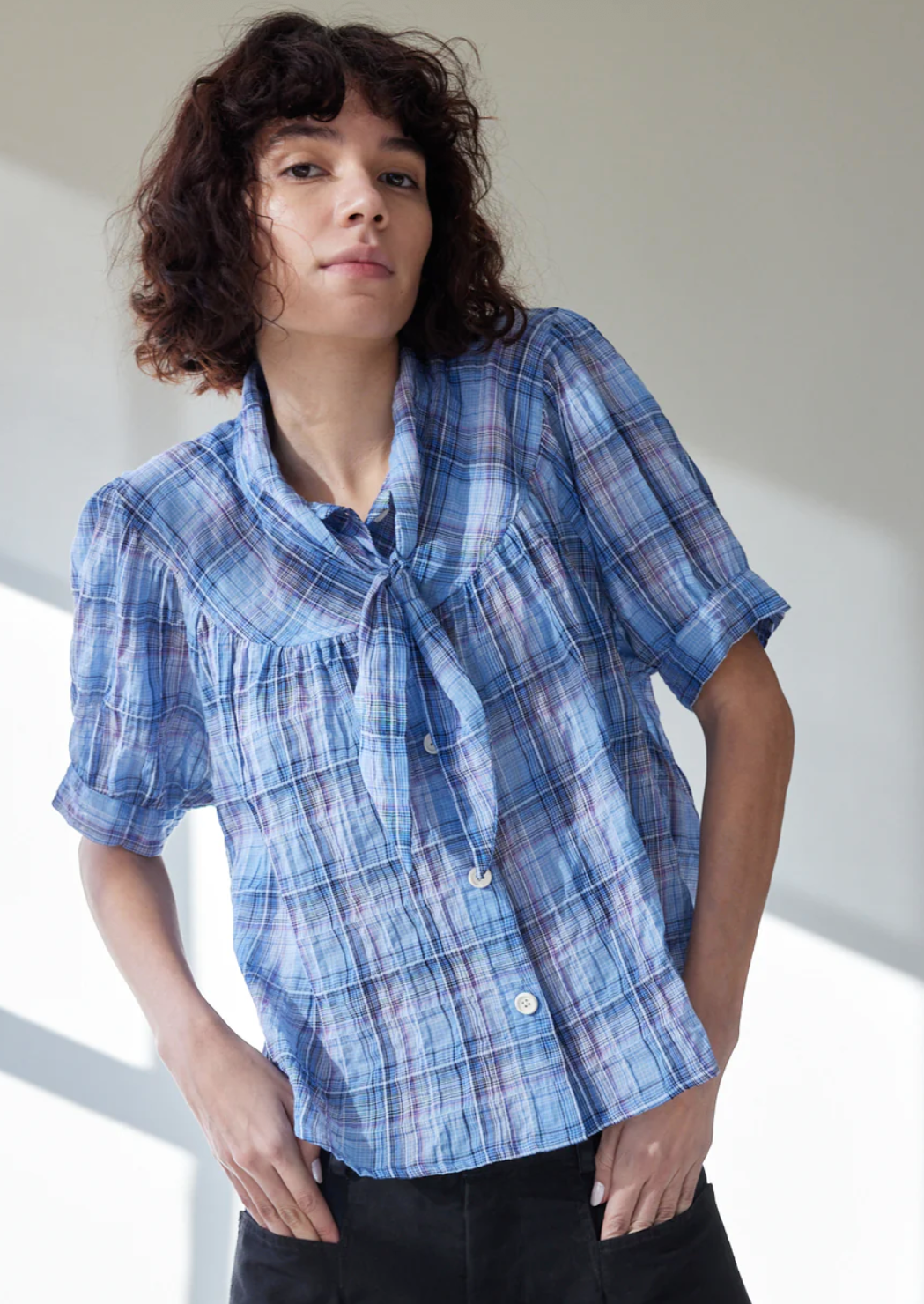 Abbey Top, Lake Voile Plaid