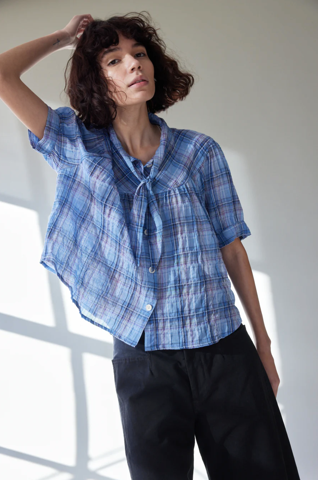 Abbey Top, Lake Voile Plaid