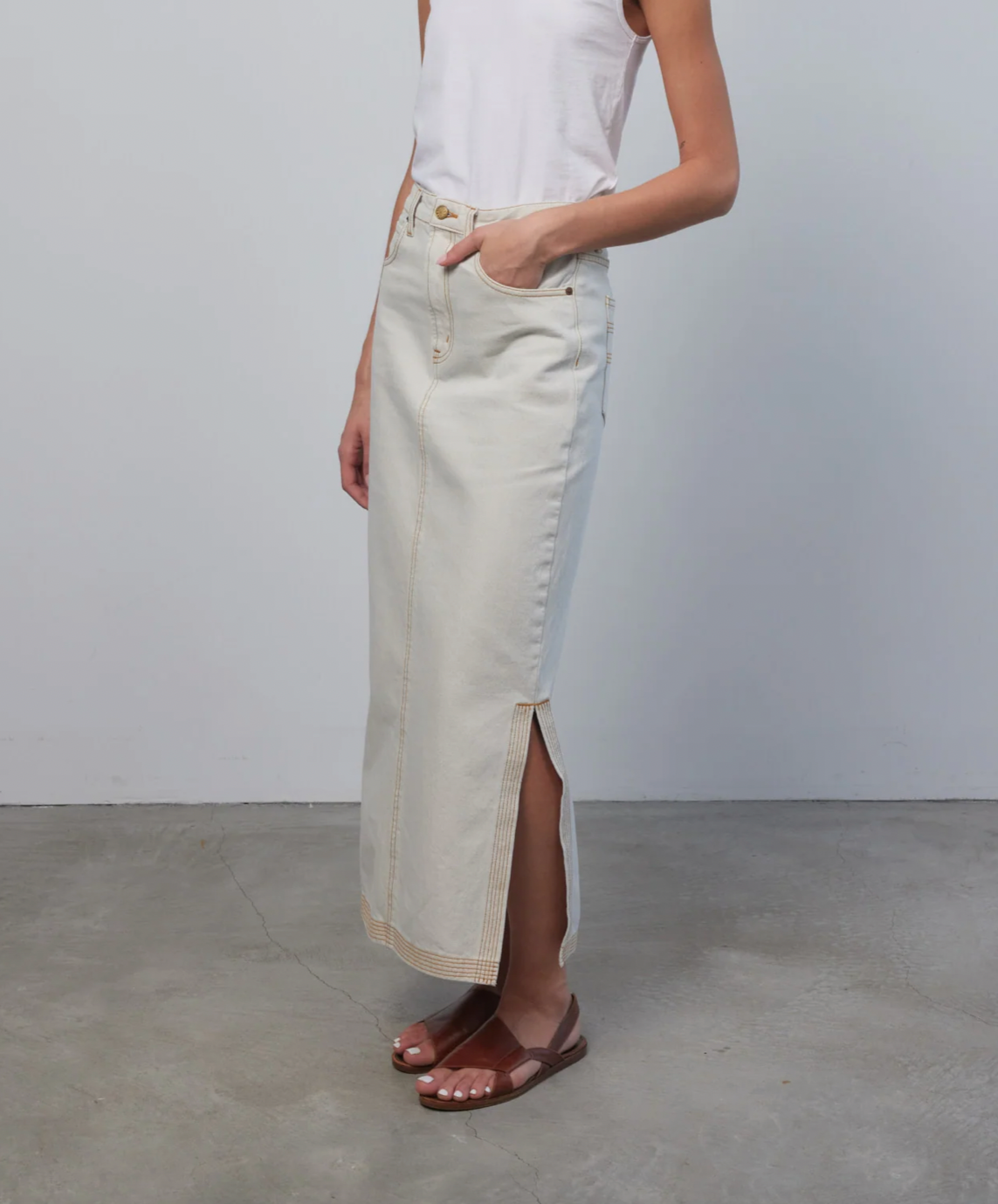 Carrara Jean Skirt, Tile White