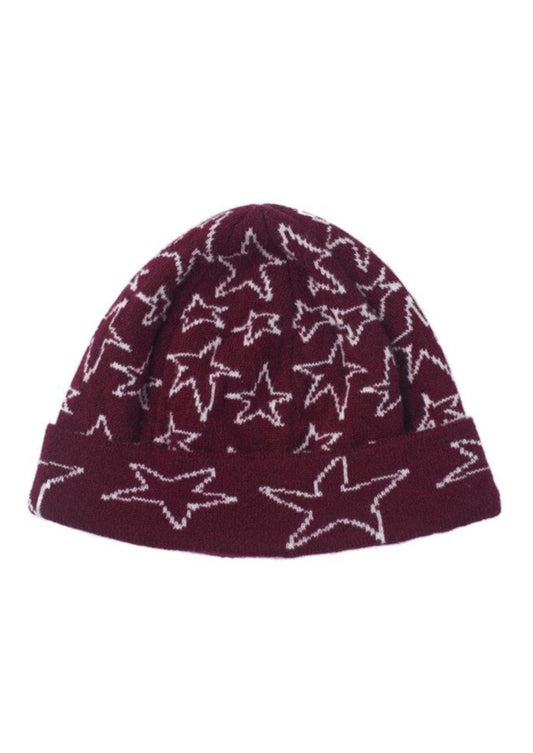 Stars Beanie, Burgundy