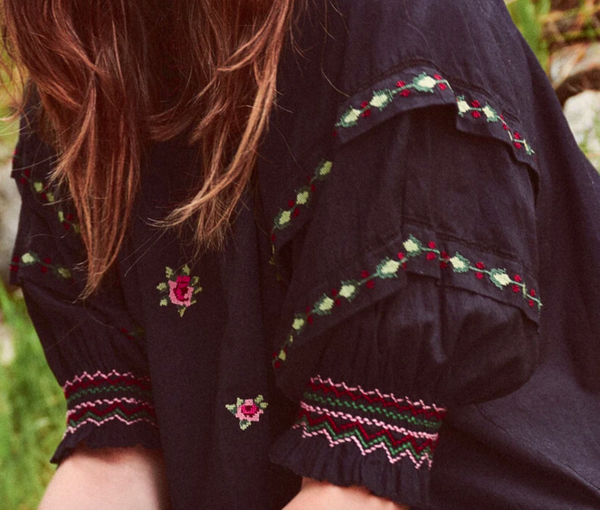 The Folklore Top, Dark Navy/Rose