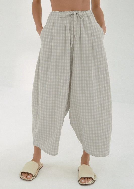 Checkered Maxi Pants, Pearl Blue